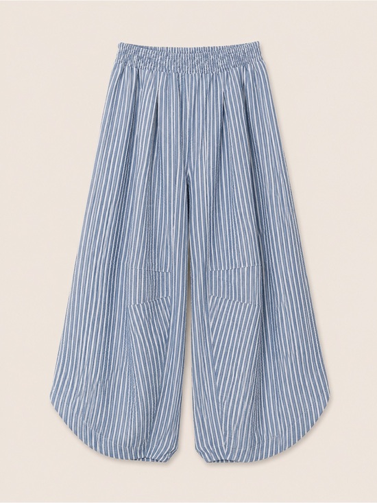 Gigio Pants - Blue and White Striped Wide Leg Pants